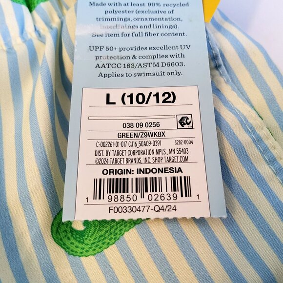 Cat & Jack Boys UPF 50+ SwimTrunks Green Crocodile Print L (10/12) Elastic Waist - Picture 3 of 9
